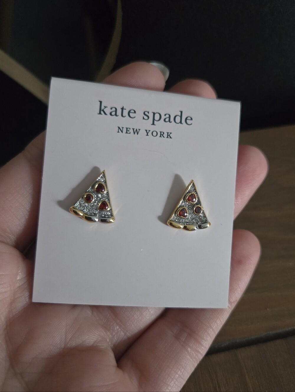 Kate Spade New York Gold & Silver Pizza Slice Earrings Nwt
